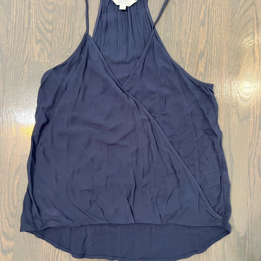 Market & Spruce Blue Asymmetrical Sleeveless Camisole
